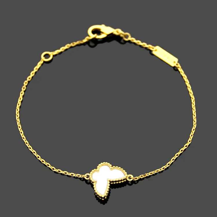 Bracelets de charme élégant Bijoux de créateurs VC Design Four Leaf Clover Mini Shell Agate Butterfly Bracelet avec Diamond Backle Gold Sier