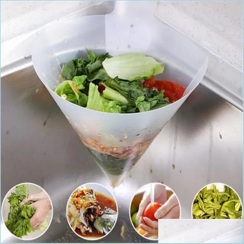 Colanders Strainers Funnel Drain Basket With Suction Cup Foldable Sink Filter For Kitchen Food Waste Sorting Garbage Soup Separate Dheqg