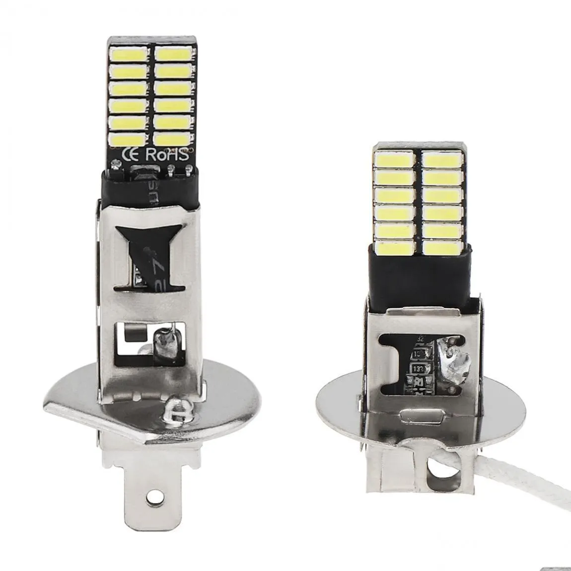 Araba ampulleri 2x yüksek güçlü 6500K beyaz 24 SMD H1 Sis ışığı için LED yedek BBS araba gündüz koşu sürüş lambası aracı Drl Drl Dhi5z