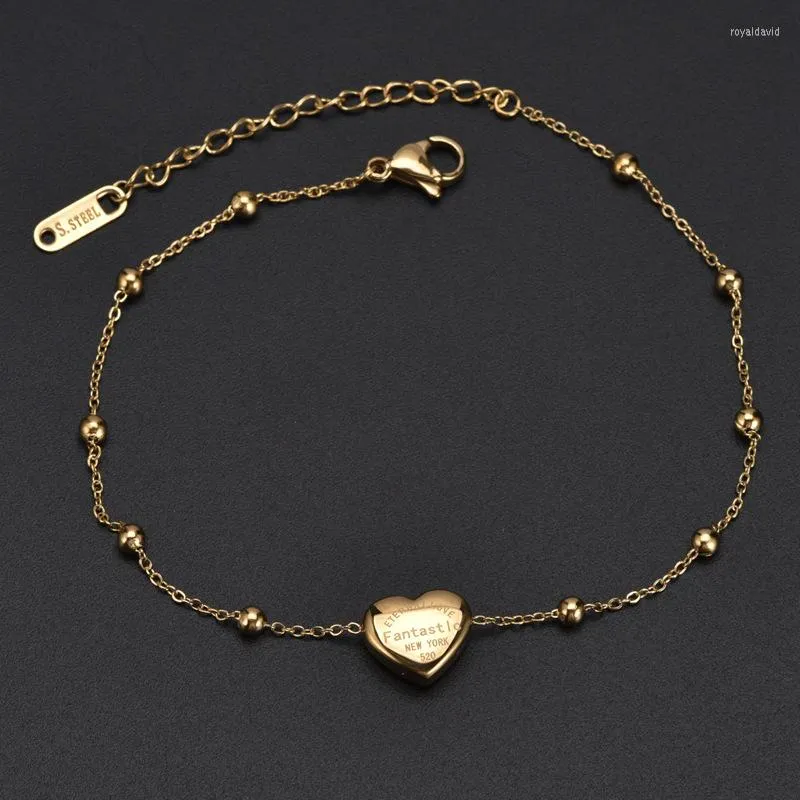 Chevillets d'été or titanium acier cheville femelle simple perle coeur sexy foot bijou nude de haute qualité tour 520 pour les femmes adorent cadeau