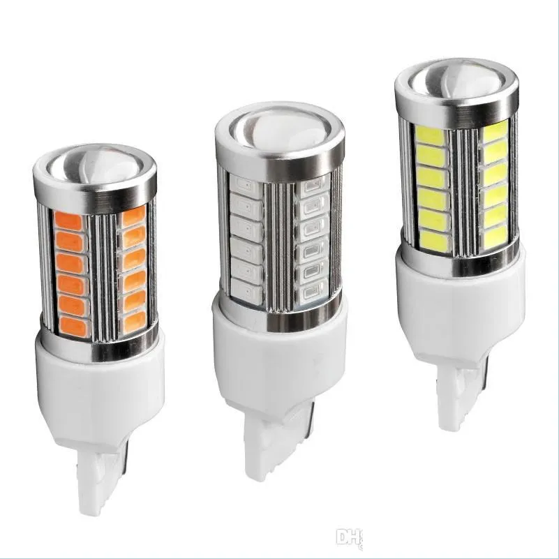 Автомобильные лампочки 4pcs T20 W21W 7440 WY21W 33 SMD 5630 5730 Светодиодные автомобильные задние фонари FOG BB обратное лампу дневное время.