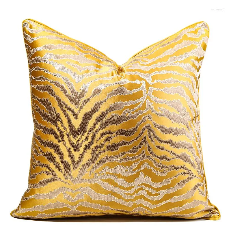 Travesseiro dourado jacquard capa abstrato tigre padrão travesseiros decorativos modernos sofá de luxo de luxo da cama el villa club decoração