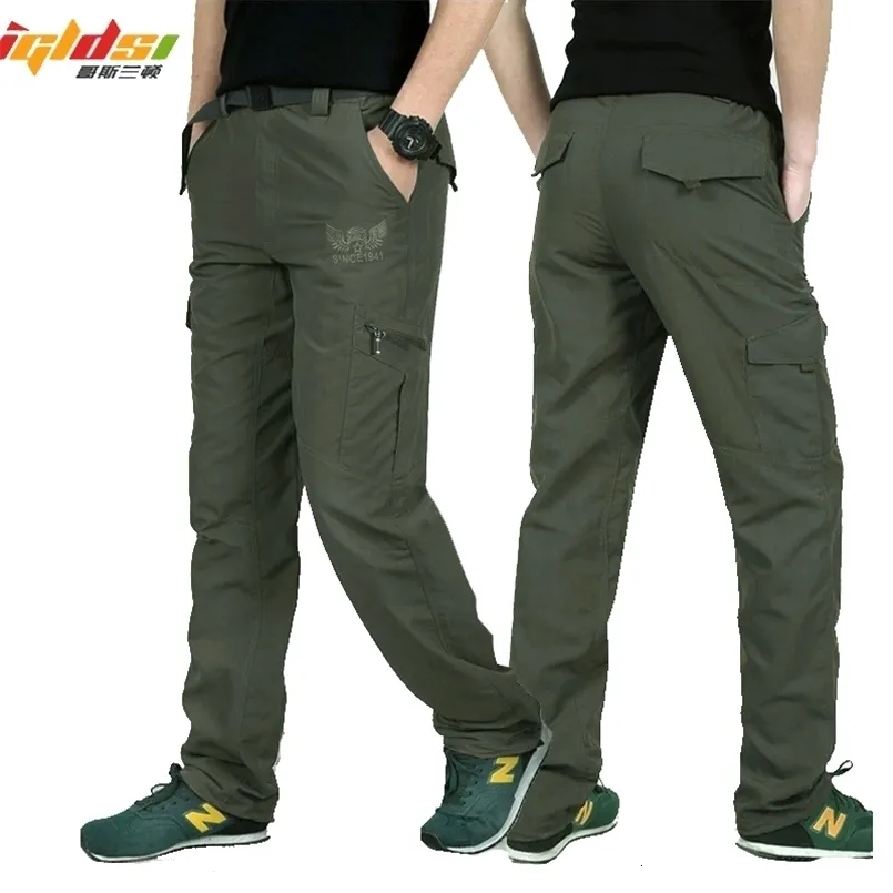Men's Pants Military Style Cargo Men Summer Waterproof Breathable Male Trousers Joggers Army Pockets Casual Plus Size 4XL 221111