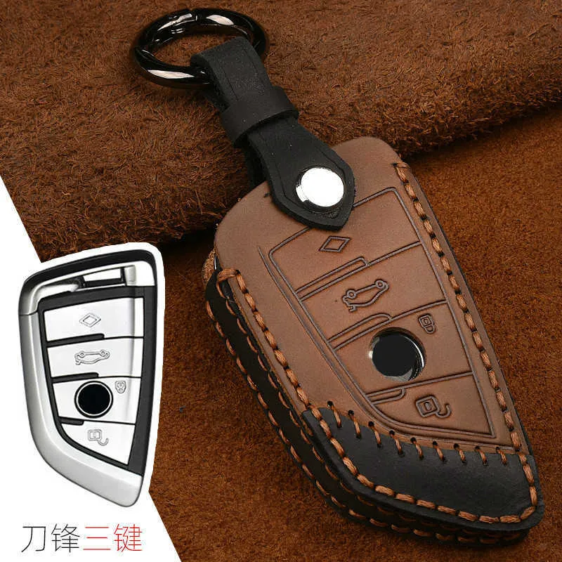 Leather Smart Key Fob Cover Case For BMW X1 X3 X5 X6 X7 5 7 Series – Black