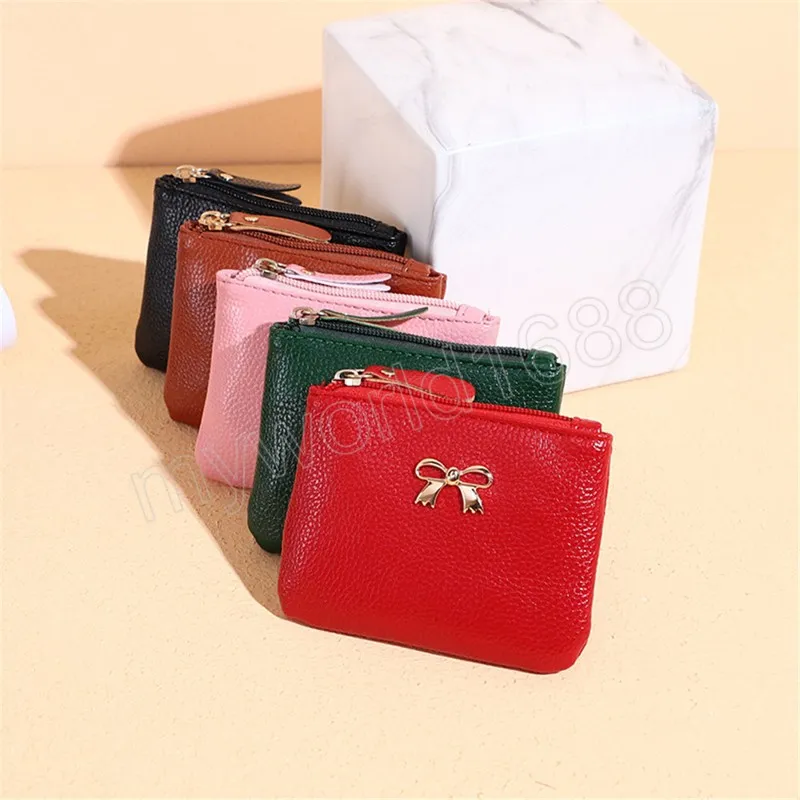 Mode PU cuir porte-monnaie femmes Mini porte-monnaie enfants poche à monnaie portefeuilles porte-carte fermeture éclair pochette portefeuille noir rouge marron