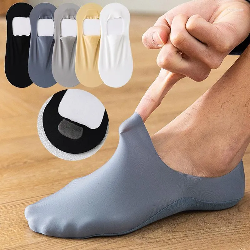 Men's Socks 1 Pair Casual Invisible Male Men's Breathable Deodorant Anti-skid Silicone Pure Color Soft