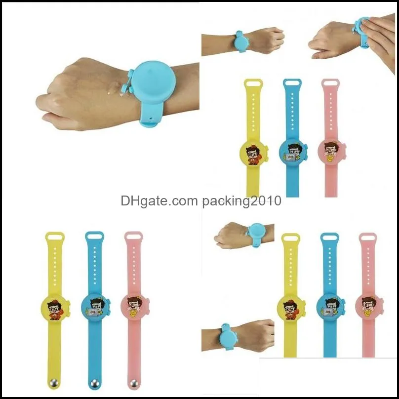 Novità Articoli disinfettante per le mani Braccialetti Lavare i braccialetti Sile Orologio per bambini Moda sicura Portatile Mix Colori Grado alimentare 15Ak F2 Drop Deli Dhjqa