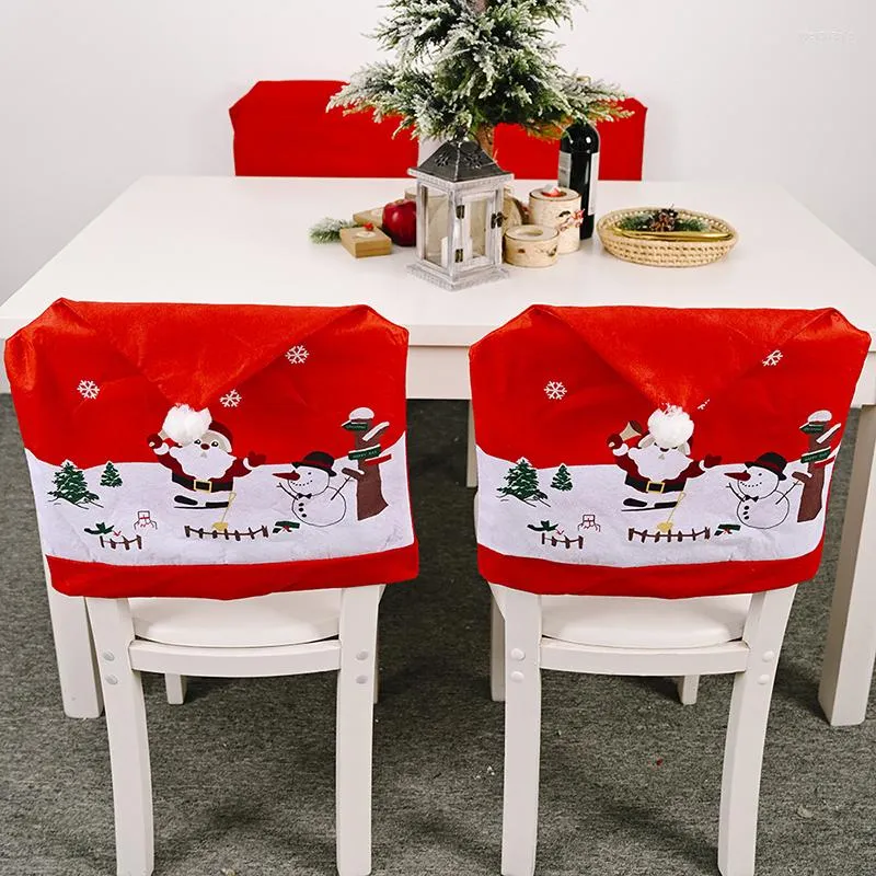 Крышка стулья 1 ПК Рождественский обложка обеденный стол красный задняя украшение хиристс домашние принадлежности
