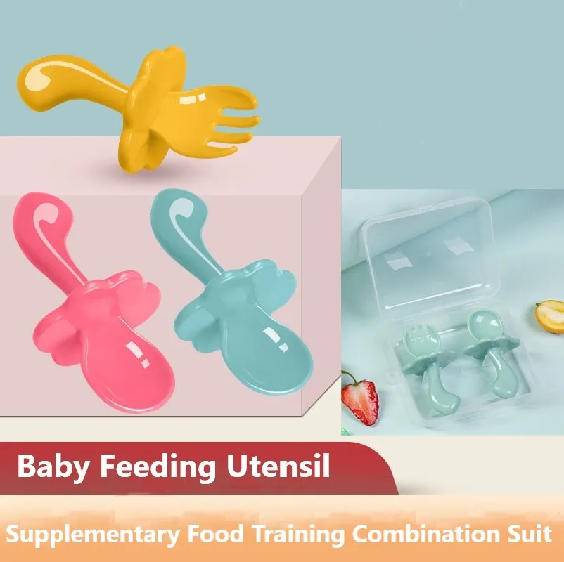 Baby Feeding Utensil Spoon Fork Combination Suit Children's Supplementary Food Training Table Set