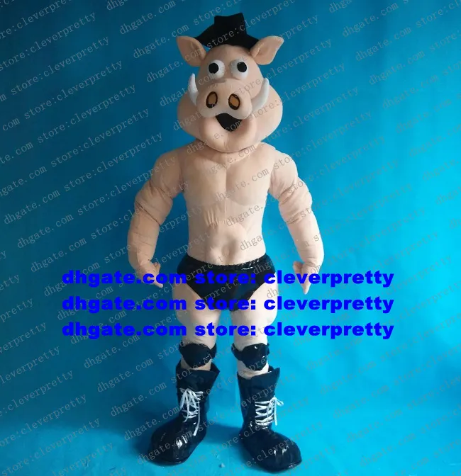 Strong Muscle Pig Mascot Costume Adult Cartoon Character Outfit Suit Corporate Image Film Theatrical Performances zx1194