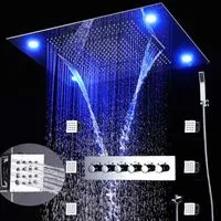 5 Functions Luxury LED Faucet large rainfall waterfall big shower head thermostatic high flow mixing valve bathroom el shower243h