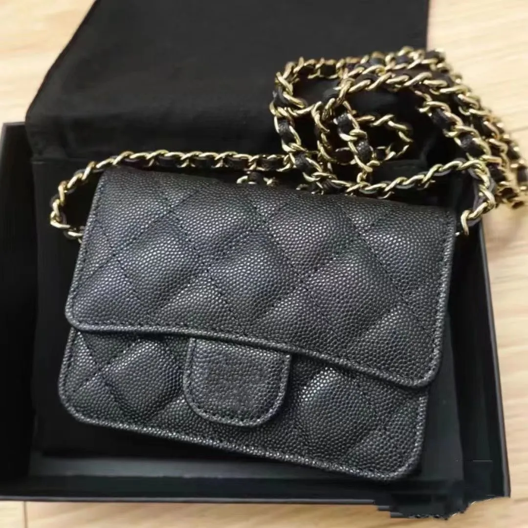 Classic Designer Caviar Crossbody Coin Purse Bag Black Chai