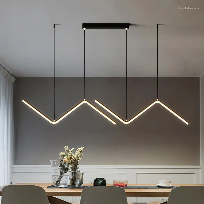 Kroonluchters leidden kroonluchter minimalistisch modern kookeiland lange hanglamp eetkamer Nordic Bar Office Hanglight Black of Golden