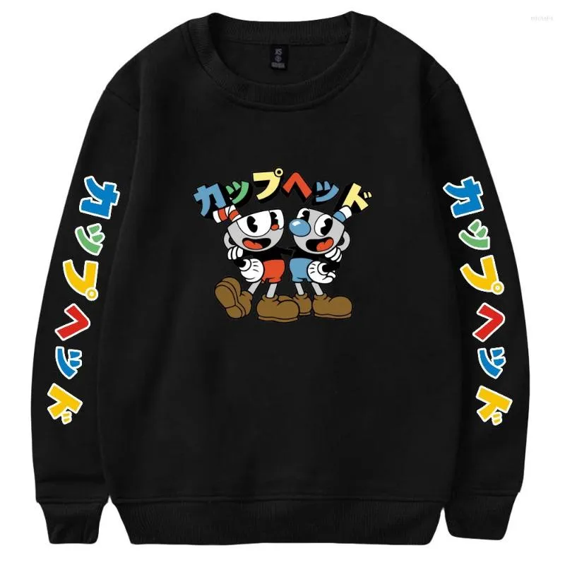 Herrtröjor The Cuphead Show Cartoon Sweatshirt Crewneck Långärmad män Kvinnors outwear Harajuku Streetwear 2022 American Anime