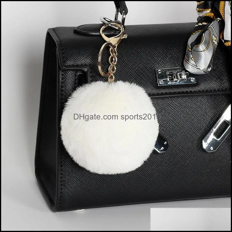 Favor de festa mais recente Rabbit Fur Ball Plush Fuzzy Key Chain Pom Keychain Bag Ring Ring Jewelry Party Gift 20pcs 646 R2 Drop Deli Dhxuk