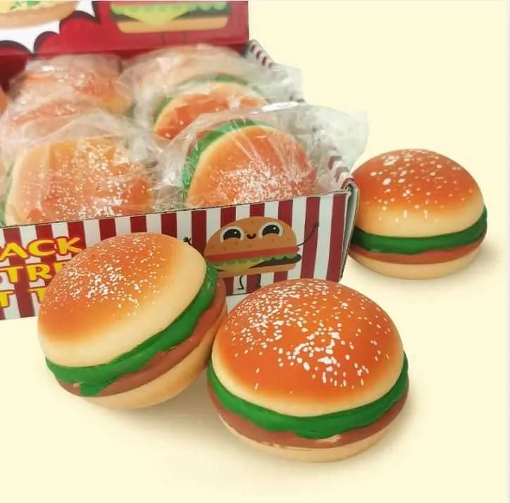3D Burger Squishys Stress Relief Toy, Hamburger, descompressão