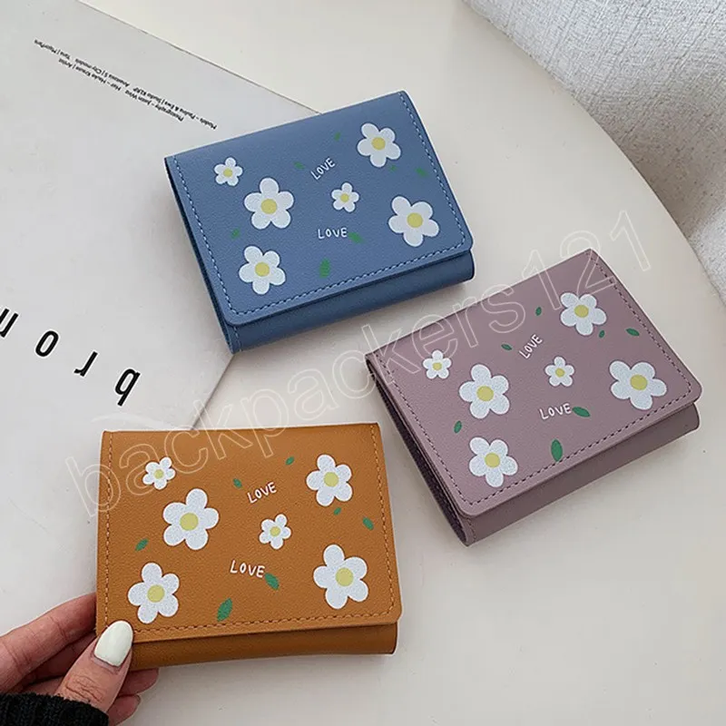 Portefeuille porte-carte porte-monnaie imprimé court trois volets mode petit frais Portable multifonction