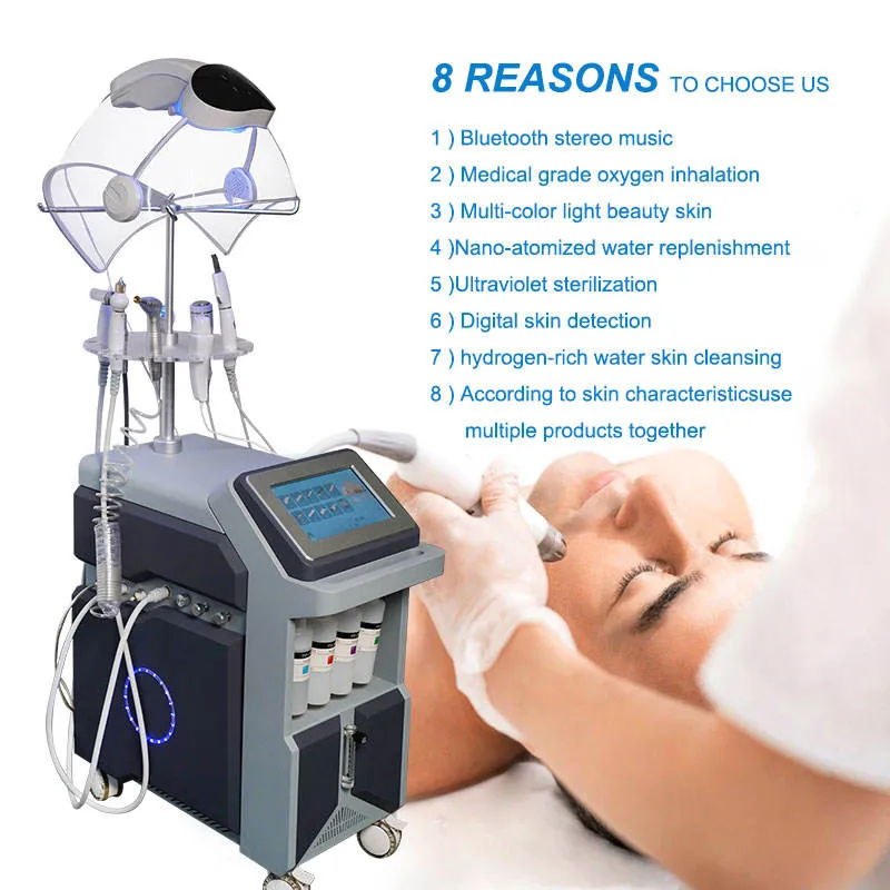 Professionell hydro dermabrasion ansiktsmikrodermabrasion 10 i 1 hudf￶ryngring djup reng￶ringsutrymme syreanordning