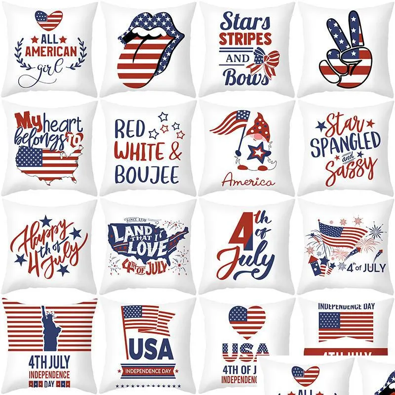 Kussensloop American Independence Day Pillowcase 4e van JY 18 inch dier kussen er voor bankbuis Decoratie drop levering Gard Dhiil