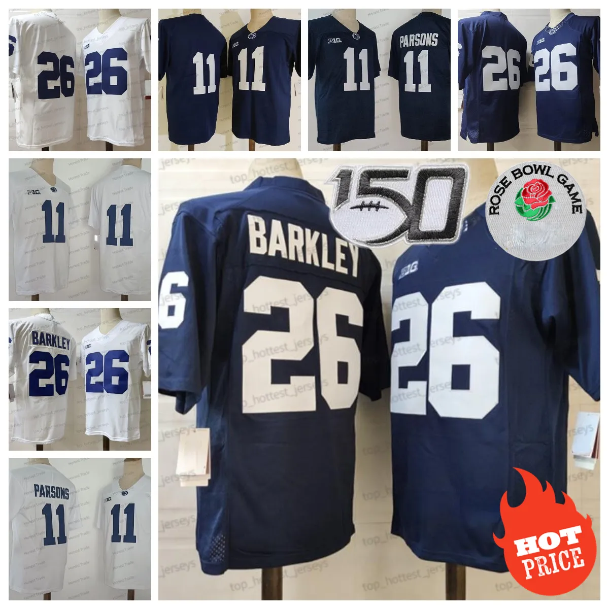 11 Micah Parsons Jersey Penn State 26 Saquon No Nome Nome White College Mens Meninas Costumadas Novo 150 Rose Patch