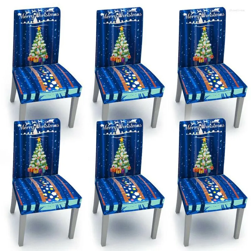 Chaves de cadeira 1x Party Fester Christmas Decoration Table Blue Ornames Dinner Cober Cláusula