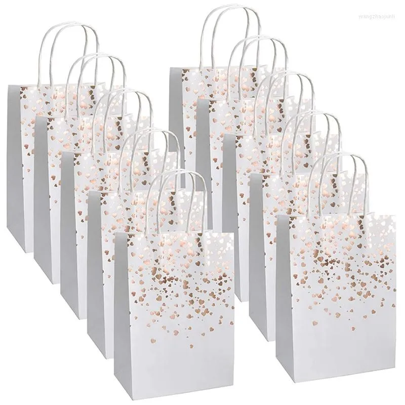 Geschenkwikkeling 10 PCS Kraft Paper Bag Stemping Love Birthday with Handle For Party Winkelen