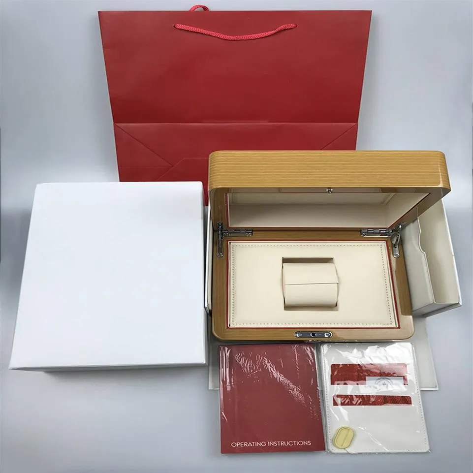 Per Omega Luxury Wood Watch Box One Set Papers Gift Shopping Bag Personalizzato Card Watches Boxes3104