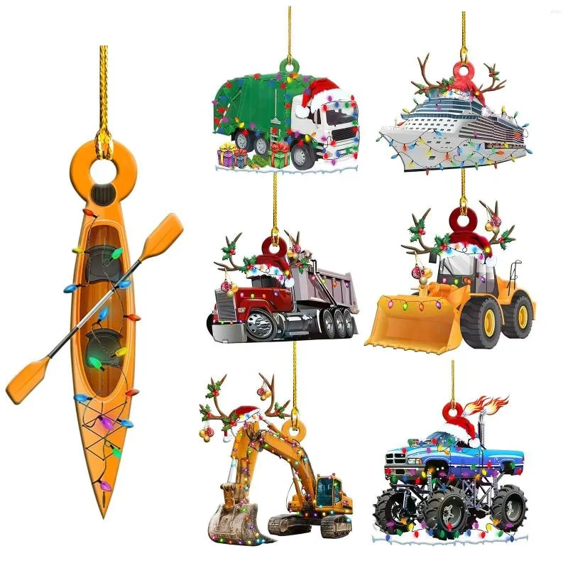 Kerstdecoraties Xmas Engineering Car Tree for Kids Boy Birthday Party Accessories Mini Excavator Ornament Gift Toys