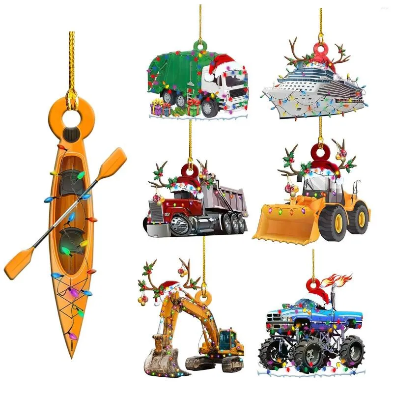 Decorazioni natalizie Albero di ingegneria natalizia per bambini Ragazzo Accessori per feste di compleanno Mini escavatore Ornamento Giocattoli regalo