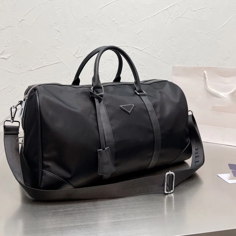 Men Fashion Duffle Bag Triple Black Nylon Travel Bags Mens Handle Bagage Gentleman Business Tote met schouderriem lovende recensies