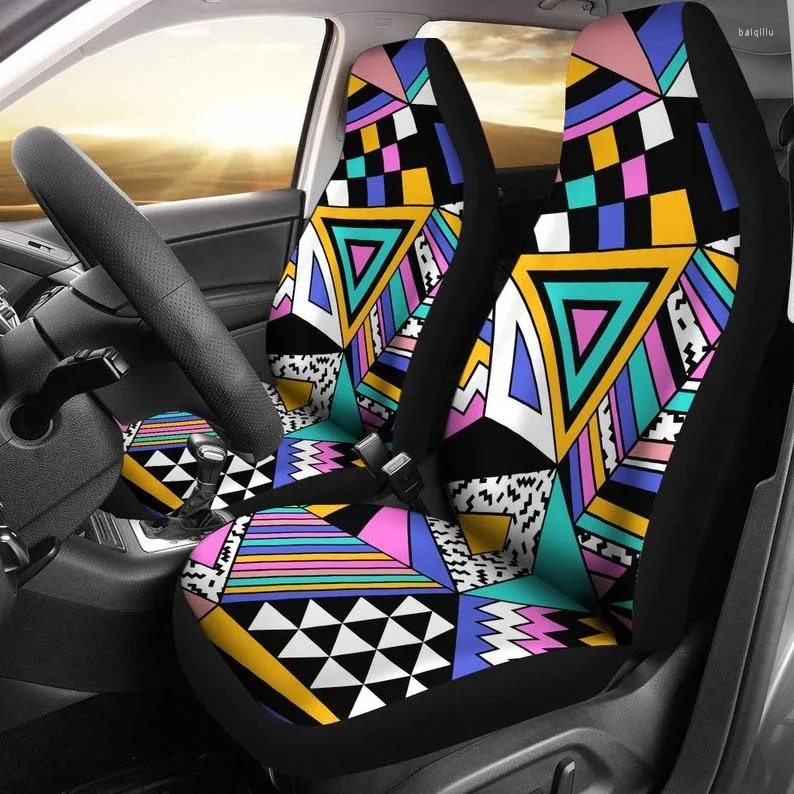 Car Seat Covers Colorful Abstract Art Pair 2 Front Protector Accessories