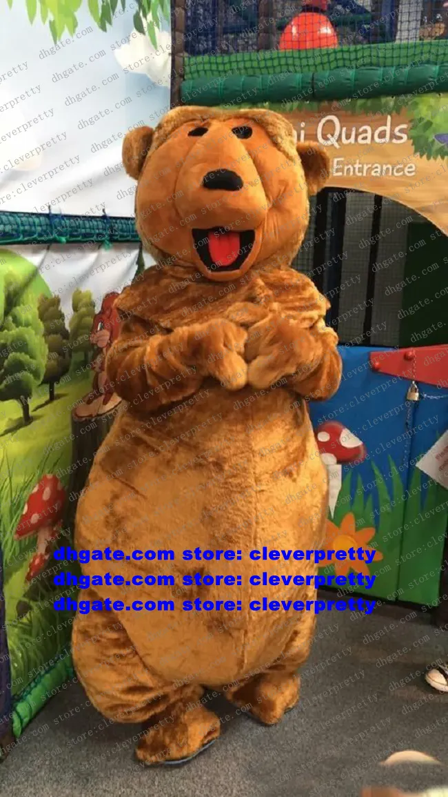 Traje de mascote de peles longas leopard brown urso urso urso grades desenho animado personagem anual mete televisão tema zx1522