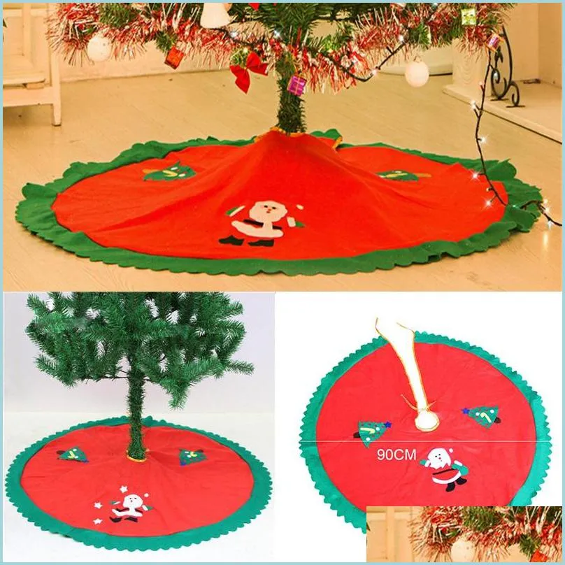 Decoraciones navideñas Falda de árbol de Navidad Suministros para fiestas de eventos para el hogar Decorar regalos Árboles de Papá Noel no tejidos Faldas Adorno Dhw9U