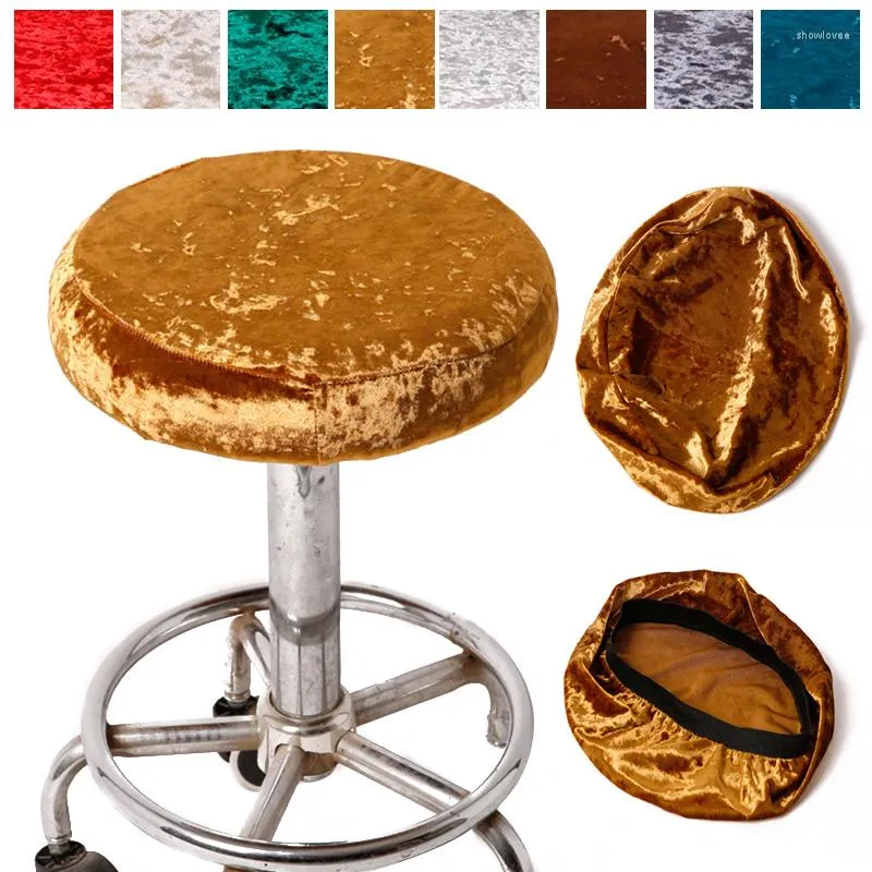Pokrywa krzesełka aksamitne okrągłe okładka stołka elastyczne jadalnia zmywalne tkaniny do mycia biura rocker dekoracje domowe siedzenie