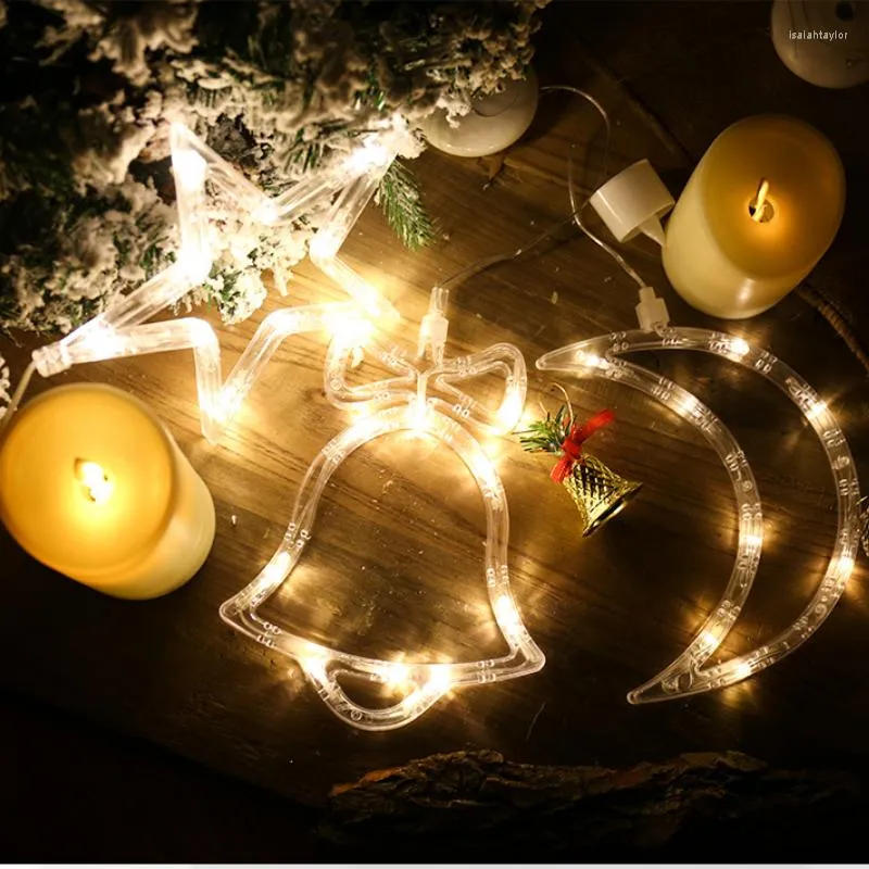 سلاسل عيد الميلاد تزيين LED Copper Wire Lights Stars Moon Santa Patry Decorations for Home Fairy Room Accessories