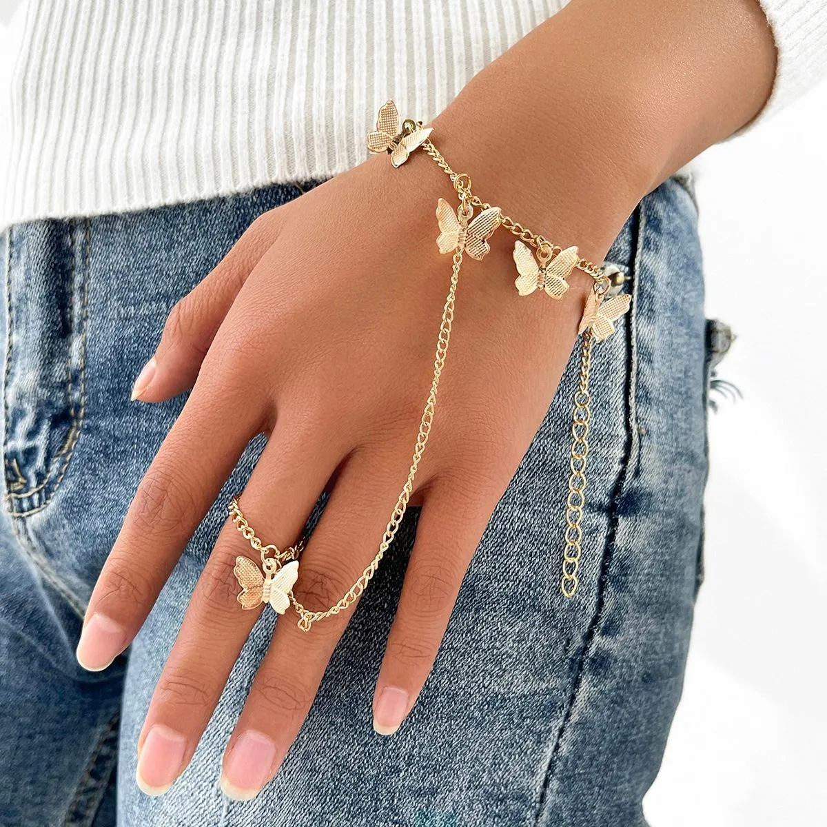 Butterfly ring bracelet discount
