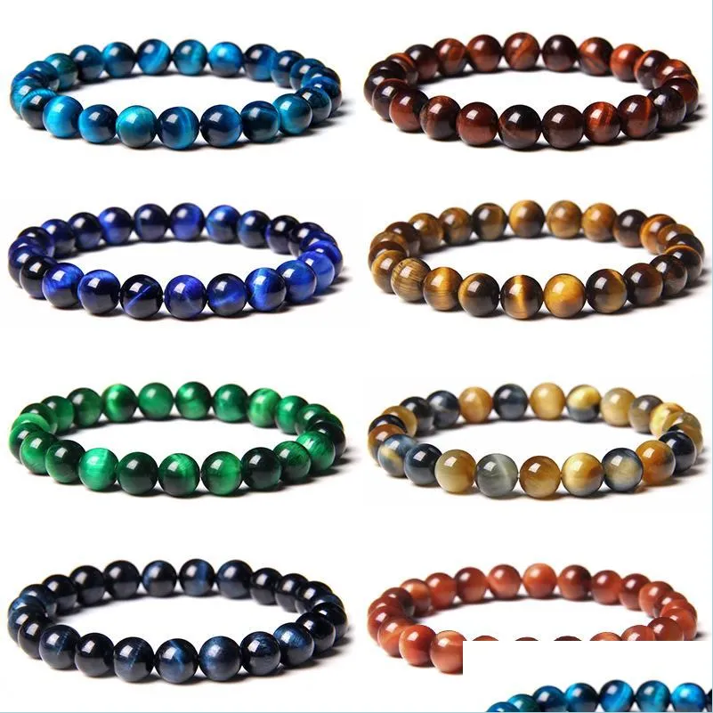 Bedelarmbanden diverse 8 mm koninklijke blauwe tijger oogsteen kralen mannen armband mode armband vrouwen sieraden drop levering armbanden dh3y1