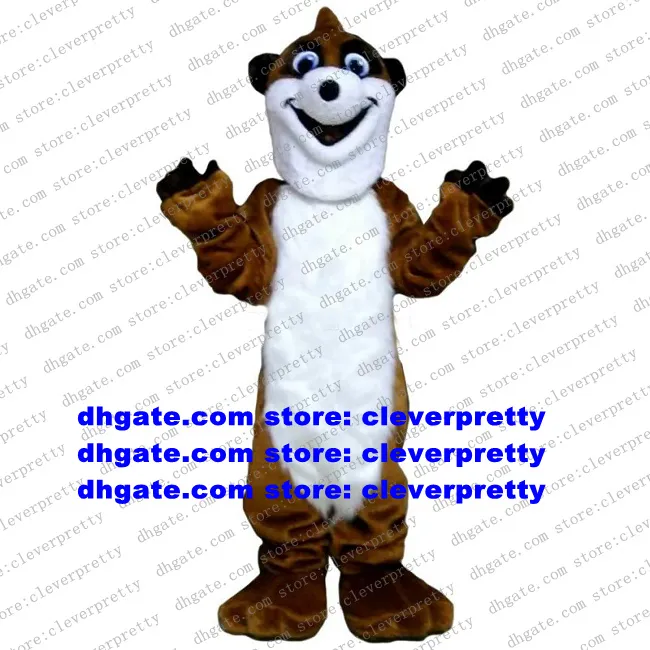 Traje de mascote marrom otter lutra marten ermine zable furt mongonoose ichneumon meerkat adult bursery school fantasia zx606