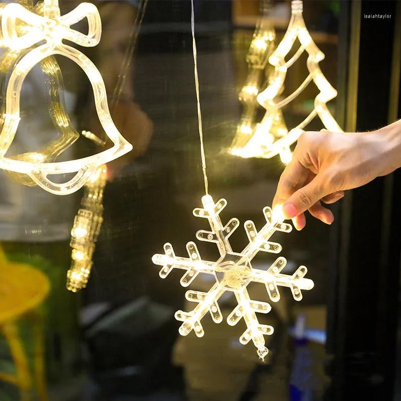 الأوتار LED Christmas Tree Santa Claus Snowman Lights String Battery Power Power Xmas Fairy Pendants Lamp for Year Holiday Party Decor