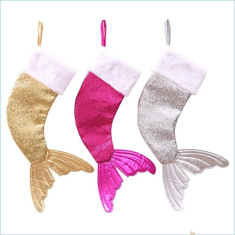 Рождественские украшения русалка росавица подарочные носки для хвоста рождественские детские подарки чулки блестки мешок с капля