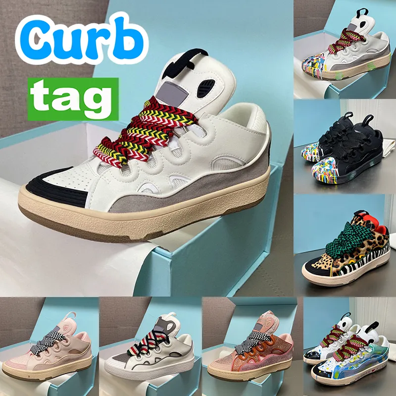 Curb Casual Shoes Designer Leather men Sneakers white grey black yellow Beige pink Crystal Embellished blue mesh stripe women sneakers Rubber Sole Loafers