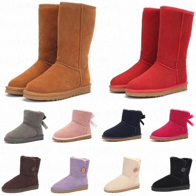 ugglies laarzen 2021 Australië designer dames dames kids Australische laars winter knopen snowboots bont harige klassieke korte vestingmuur warme strik