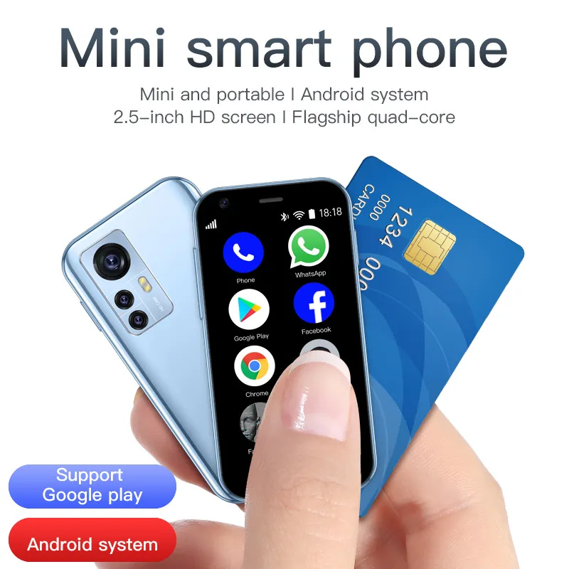Freigeschaltete Super Mini Android Smartphones Original Sojas Google Play MTK6580 Quad Core 1 GB RAM 8 GB ROM 2.0MP Dual SIM -Karten -Handy Handy