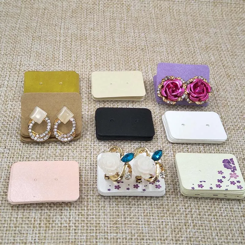 Cartes à bijoux 3.5x2.5cm, pour emballage, affichage, vente de boucles d'oreilles, étiquette en papier Kraft de couleur blanche, sac cadeau, emballage en boîte