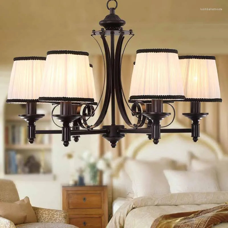 Chandeliers Modern Retro Chandelier For Living Room Bedroom Hanging Antique Iron American Style