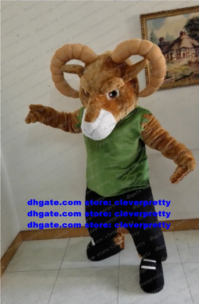 Brown Plush Ram Bighorn Sheep Goat Mascot Costume Adult Cartoon Character Outfit Cute Lovable Theatrical Performance zx2912