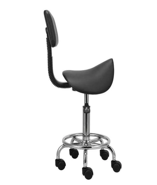 SpaLux + Hydraulic Salon Stool + Adjustable, Swivel, And Backrest