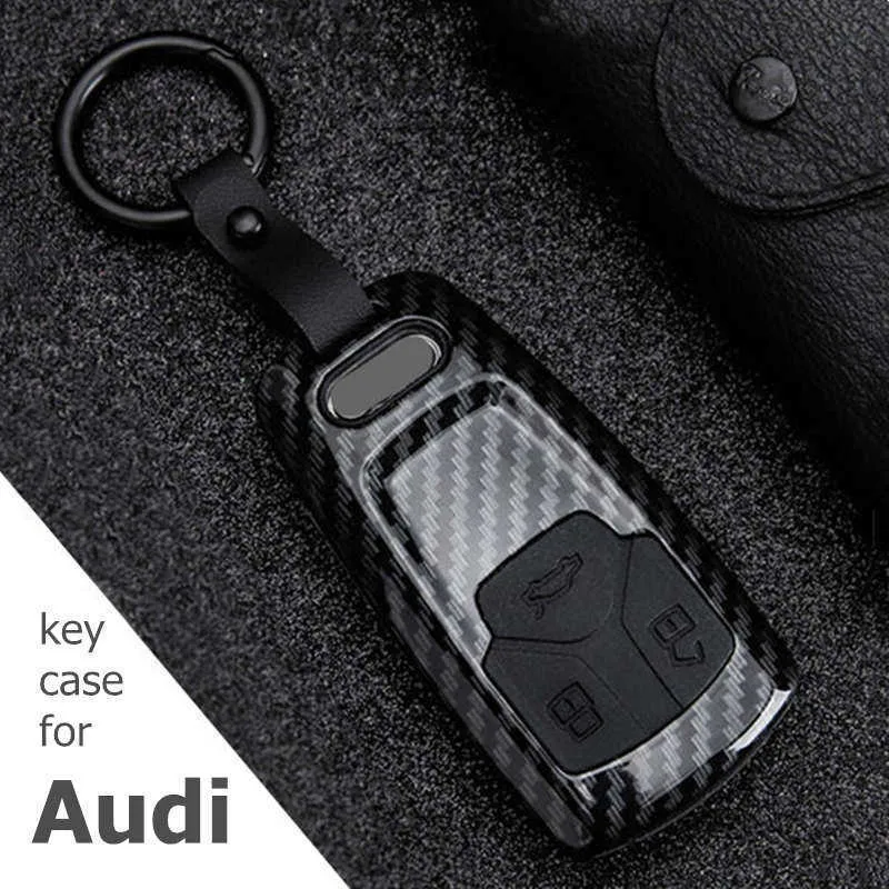 Car Key Car Key Case Cover Shell Fibra di carbonio per Audi A4 B9 A5 A6 S4 S5 S7 8W Q7 4M Q5 TT Smart Remote Protector Accessori auto T221110