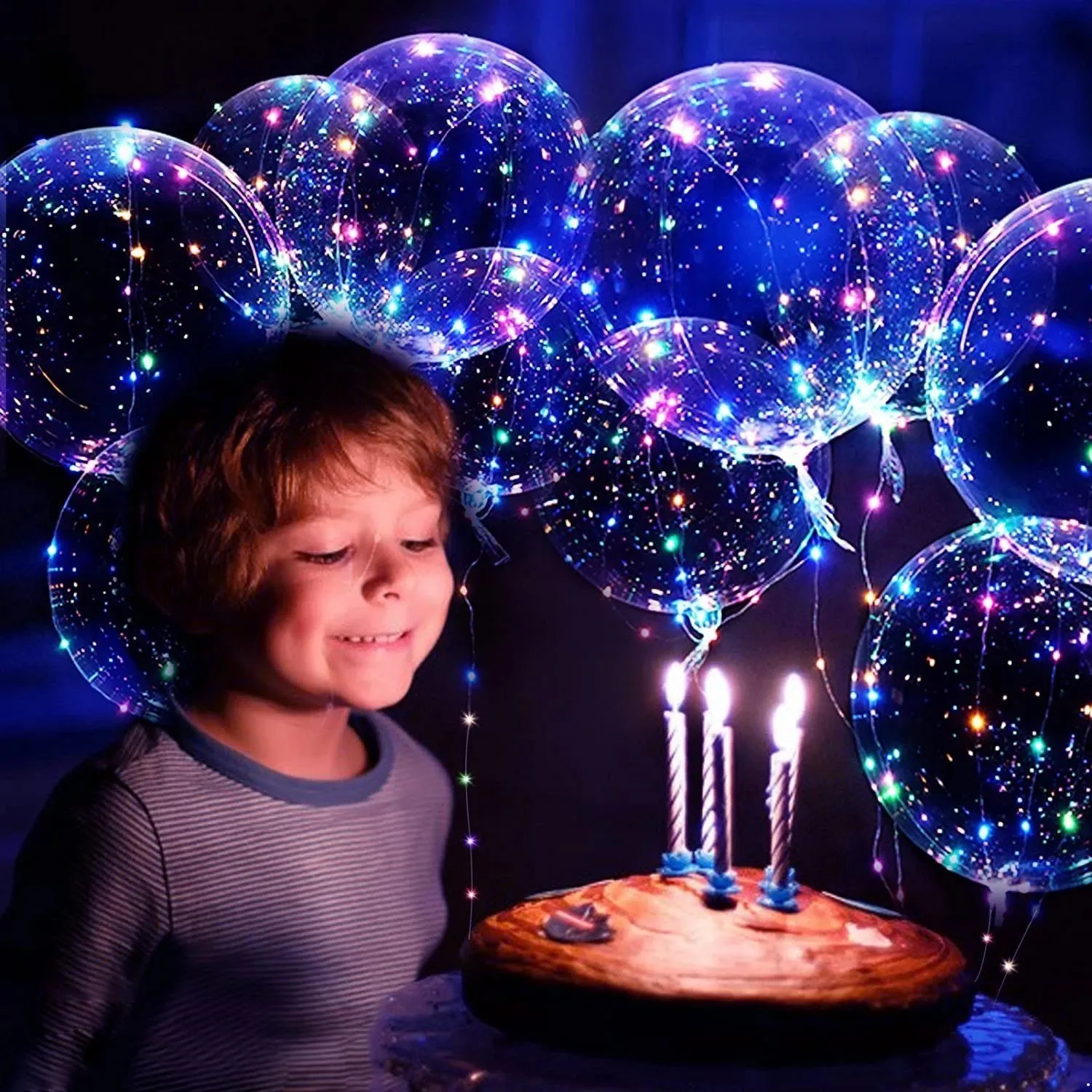 Lot De 50 Ballons BoBo LED Lumineux - 20 Cm - Transparent - Pour Fête Anniversaire