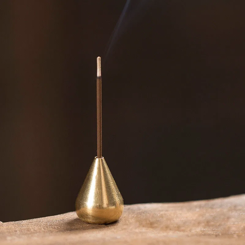 Portable Incense Burner Lamps Multi Purpose Water Drop Shape Brass Incense Holder Home Office Teahouse Zen Buddhist Supplies